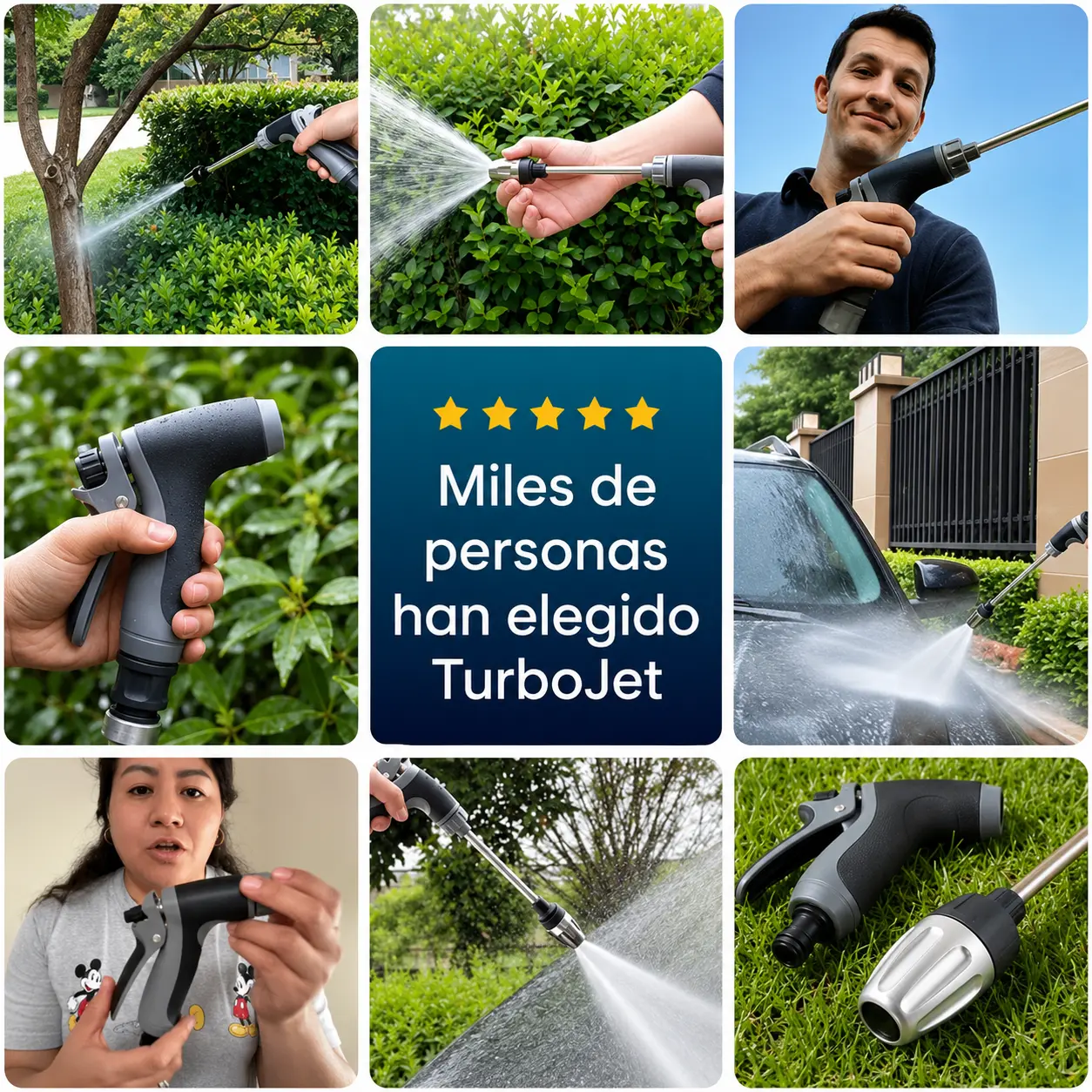 Múltiples usos de TurboJet: coche, jardín, fachada y terraza
